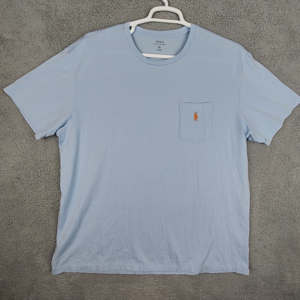 Polo Ralph Lauren Shirt Mens Extra Largel Blue Short Sleeve Embroidered Vintage